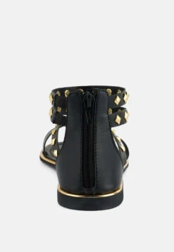EMMETH Studs Embellished Black Flat Gladiator Sandals -Her Shoe World EMMETHStudsEmbellishedBlackFlatGladiatorSandals RCSH4105 black 4