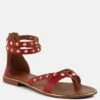 EMMETH Studs Embellished Red Flat Gladiator Sandals -Her Shoe World EMMETHStudsEmbellishedRedFlatGladiatorSandals RCSH4105 red 2