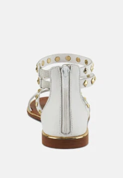 EMMETH Studs Embellished White Flat Gladiator Sandals -Her Shoe World EMMETHStudsEmbellishedWhiteFlatGladiatorSandals RCSH4104 white 4
