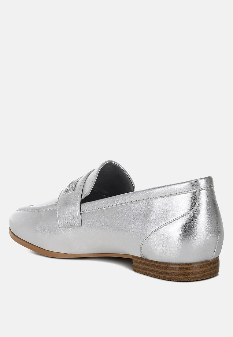 Eden Ode Rhinestone Strap Metallic Loafers 5 Eden Ode Rhinestone Strap Metallic Loafers - Image 3