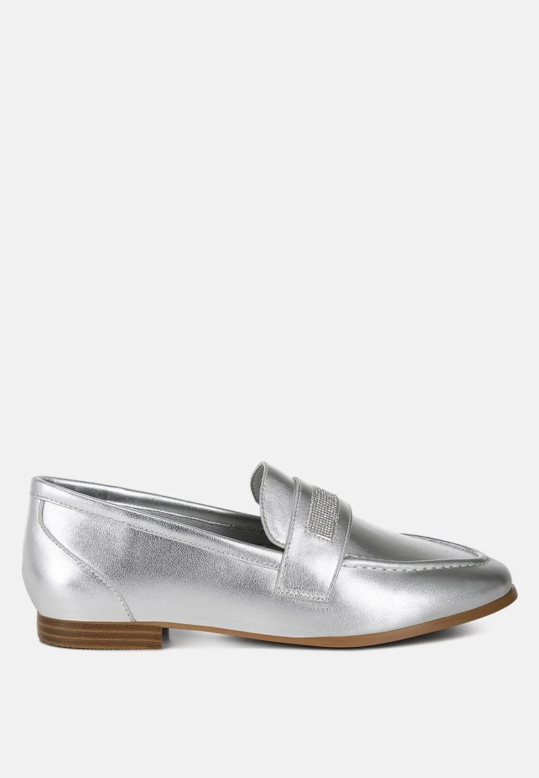 Eden Ode Rhinestone Strap Metallic Loafers 3 Eden Ode Rhinestone Strap Metallic Loafers