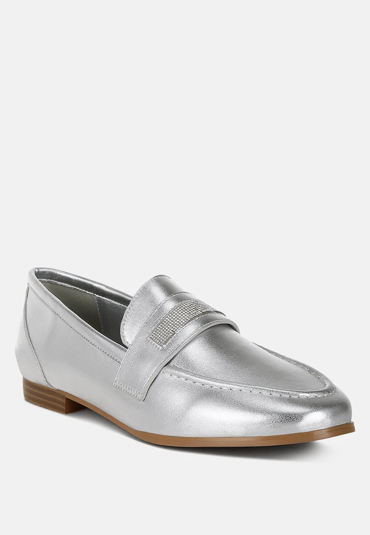 Eden Ode Rhinestone Strap Metallic Loafers 4 Eden Ode Rhinestone Strap Metallic Loafers - Image 2