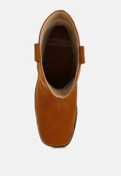 Emberly Suede Square Toe Ankle Boots 22 Emberly Suede Square Toe Ankle Boots -Her Shoe World Emberly Suede Square Toe Ankle Boots RCSH5152 TAN 3