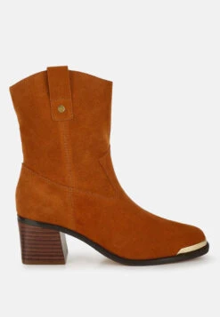 Emberly Suede Square Toe Ankle Boots 19 Emberly Suede Square Toe Ankle Boots -Her Shoe World Emberly Suede Square Toe Ankle Boots RCSH5152 TAN 5