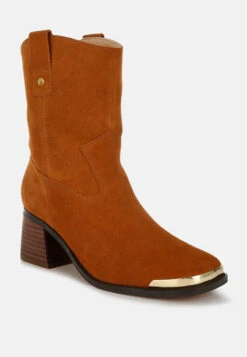 Emberly Suede Square Toe Ankle Boots 20 Emberly Suede Square Toe Ankle Boots -Her Shoe World Emberly Suede Square Toe Ankle Boots RCSH5152 TAN 7