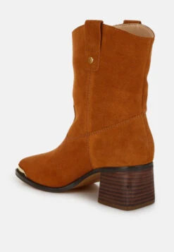 Emberly Suede Square Toe Ankle Boots 21 Emberly Suede Square Toe Ankle Boots -Her Shoe World Emberly Suede Square Toe Ankle Boots RCSH5152 TAN 8