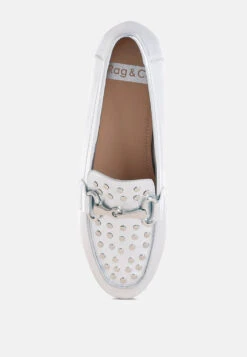 Estafa Horsebit & Studs Metallic Pleather Loafers -Her Shoe World EstafaHorsebit StudsMetallicPleatherLoafersRCSH5628SILVER 5