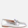 Estafa Horsebit & Studs Metallic Pleather Loafers