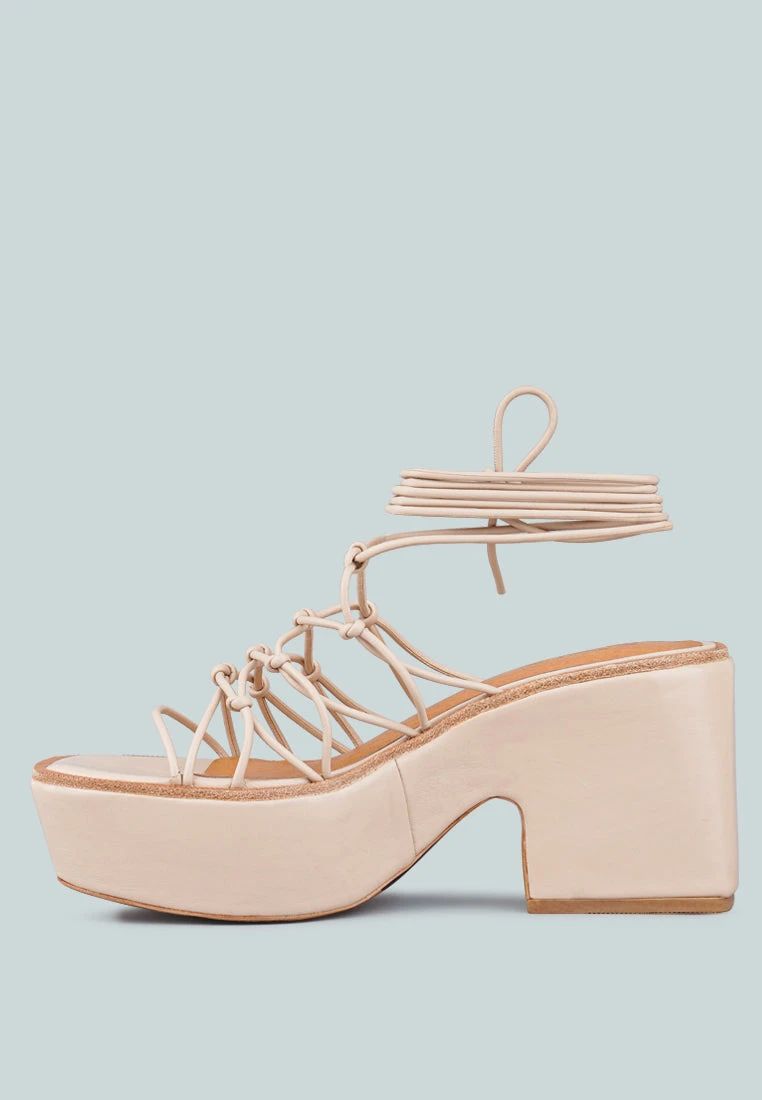 FAWCETT Nude Tie Up Platform Heeled Sandals 6 FAWCETT Nude Tie Up Platform Heeled Sandals - Image 4