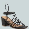 FONDA Croc Patterned Black Handcrafted Lace Up Sandal -Her Shoe World FONDACrocPatternedBlackHandcraftedLaceUpSandal RCSH2391 Black 1