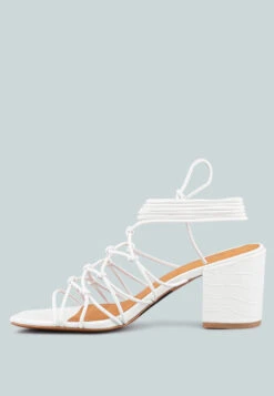 FONDA Croc Patterned White Handcrafted Lace Up Sandal 11 FONDA Croc Patterned White Handcrafted Lace Up Sandal -Her Shoe World FONDACrocPatternedWhiteHandcraftedLaceUpSandal RCSH2391 White 3