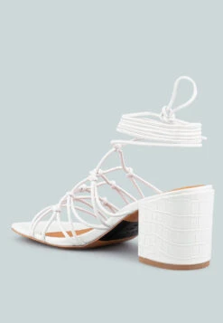 FONDA Croc Patterned White Handcrafted Lace Up Sandal 10 FONDA Croc Patterned White Handcrafted Lace Up Sandal -Her Shoe World FONDACrocPatternedWhiteHandcraftedLaceUpSandal RCSH2391 White 4