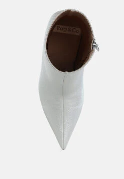 Farnak Metallic Pointed Toe Ankle Boots -Her Shoe World FarnakMetallicPointedToeAnkleBootsRCSH5023SILVER 13