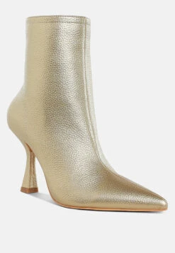 Farnak Metallic Pointed Toe Ankle Boots -Her Shoe World Farnak Metallic Pointed Toe Ankle Boots RCSH5023 GOLD 2