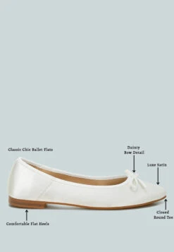 Fearless Satin Bow Embellished Ballerinas -Her Shoe World FearlessSatinBowEmbellishedBallerinas RCSH4922 white 10