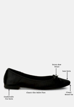 Fearless Satin Bow Embellished Ballerinas -Her Shoe World Fearless Satin Bow Embellished Ballerinas RCSH4922 black 1