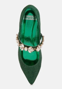 Flavia Diamante Brooch Glitter Ballerinas -Her Shoe World FlaviaDiamanteBroochGlitterBallerinasRCSH5302GREEN 3 624a07f2 c5b8 4405 9284 5552409f286d