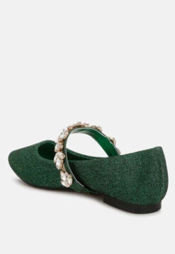Flavia Diamante Brooch Glitter Ballerinas -Her Shoe World FlaviaDiamanteBroochGlitterBallerinasRCSH5302GREEN 8
