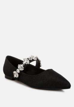Flavia Diamante Brooch Glitter Ballerinas -Her Shoe World Flavia Diamante Brooch Glitter Ballerinas RCSH5302 BLACK 7 e6399a92 f550 446b 8af9 f408c176ee4b