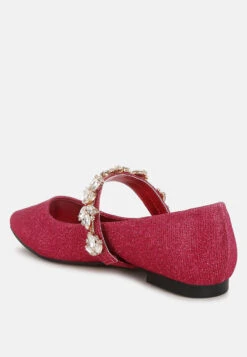 Flavia Diamante Brooch Glitter Ballerinas -Her Shoe World Flavia Diamante Brooch Glitter Ballerinas RCSH5302 FUCHSIA 1