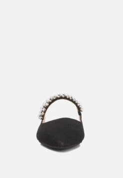 GEODE Pearl Embellished Slip On Mules In Black -Her Shoe World GEODEPearlEmbellishedSlipOnMules RCSH3111 black 4