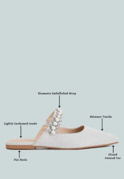 GEODE Pearl Embellished Slip On Mules In Silver -Her Shoe World GEODEPearlEmbellishedSlipOnMulesInSilver RCSH3111 silver 10