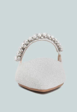 GEODE Pearl Embellished Slip On Mules In Silver -Her Shoe World GEODEPearlEmbellishedSlipOnMulesInSilver RCSH3111 silver 3