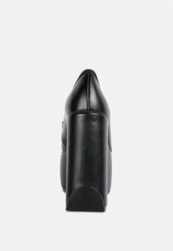 GILLIAM Black High Platform Wedge Loafers 12 GILLIAM Black High Platform Wedge Loafers -Her Shoe World GILLIAMBlackHighPlatformWedgeLoafers RCSH3933BLACK 1 1