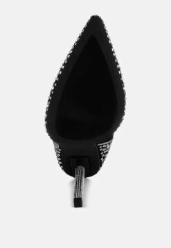 Gem Blaze Patterned Rhinestones Detail Stiletto Boots -Her Shoe World GemBlazePatternedRhinestonesDetailStilettoBootsRCSH5212BLACK 5