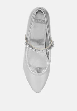 Gloxinia Metallic Mary Jane Ballerinas -Her Shoe World Gloxinia Metallic Mary Jane Ballerinas RCSH4970 SILVER 4