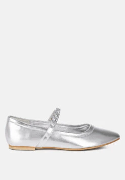 Gloxinia Metallic Mary Jane Ballerinas -Her Shoe World Gloxinia Metallic Mary Jane Ballerinas RCSH4970 SILVER 6