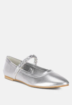 Gloxinia Metallic Mary Jane Ballerinas -Her Shoe World Gloxinia Metallic Mary Jane Ballerinas RCSH4970 SILVER 7