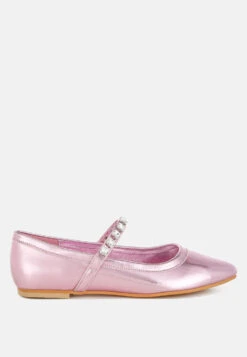 Gloxinia Metallic Mary Jane Ballerinas -Her Shoe World Gloxinia Metallic Mary Jane Ballerinas RCSH4970 PINK 4
