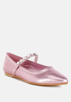 Gloxinia Metallic Mary Jane Ballerinas -Her Shoe World Gloxinia Metallic Mary Jane Ballerinas RCSH4970 PINK 5
