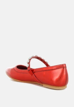Gloxinia Metallic Mary Jane Ballerinas -Her Shoe World Gloxinia Metallic Mary Jane Ballerinas RCSH4970 RED 9