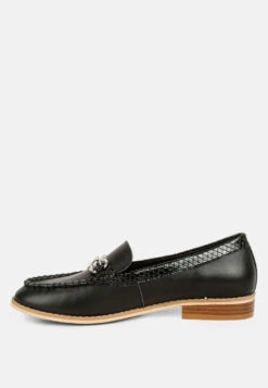 HOLDA Horsebit Embellished Loafers With Stitch Detail In Black -Her Shoe World HOLDAHorsebitEmbellishedLoaferswithStitchdetailinBlackRCSH4129 BLACK 5