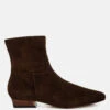 Hakra Flared Heel Suede Boots 2 Hakra Flared Heel Suede Boots -Her Shoe World Hakra Flared Heel Suede Boots RCSH5154 BROWN