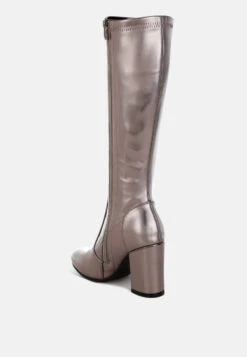 Halara Metallic Pleather Long Boots 19 Halara Metallic Pleather Long Boots -Her Shoe World Halara Metallic Pleather Long Boots RCSH5209 PEWTER 2