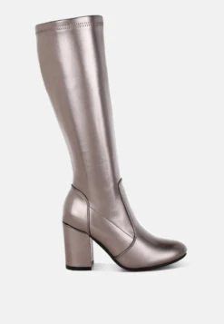 Halara Metallic Pleather Long Boots 17 Halara Metallic Pleather Long Boots -Her Shoe World Halara Metallic Pleather Long Boots RCSH5209 PEWTER 8