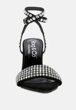 ZURIN Black Diamante Embellished Stiletto Sandals -Her Shoe World HighHeeledDiamanteSandals RCSH3905 Black 3
