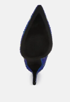 High Roller Rhinestones Embellished Stiletto Boots -Her Shoe World High Roller Rhinestones Embellished Stiletto Boots RCSH5215 BLUE 3