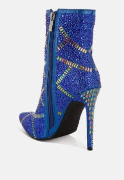 High Roller Rhinestones Embellished Stiletto Boots -Her Shoe World High Roller Rhinestones Embellished Stiletto Boots RCSH5215 BLUE 9