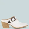 Holler Carved Buckle Statement Mules -Her Shoe World HollerCarvedBuckleStatementMulesRCSH5771WHITE 7
