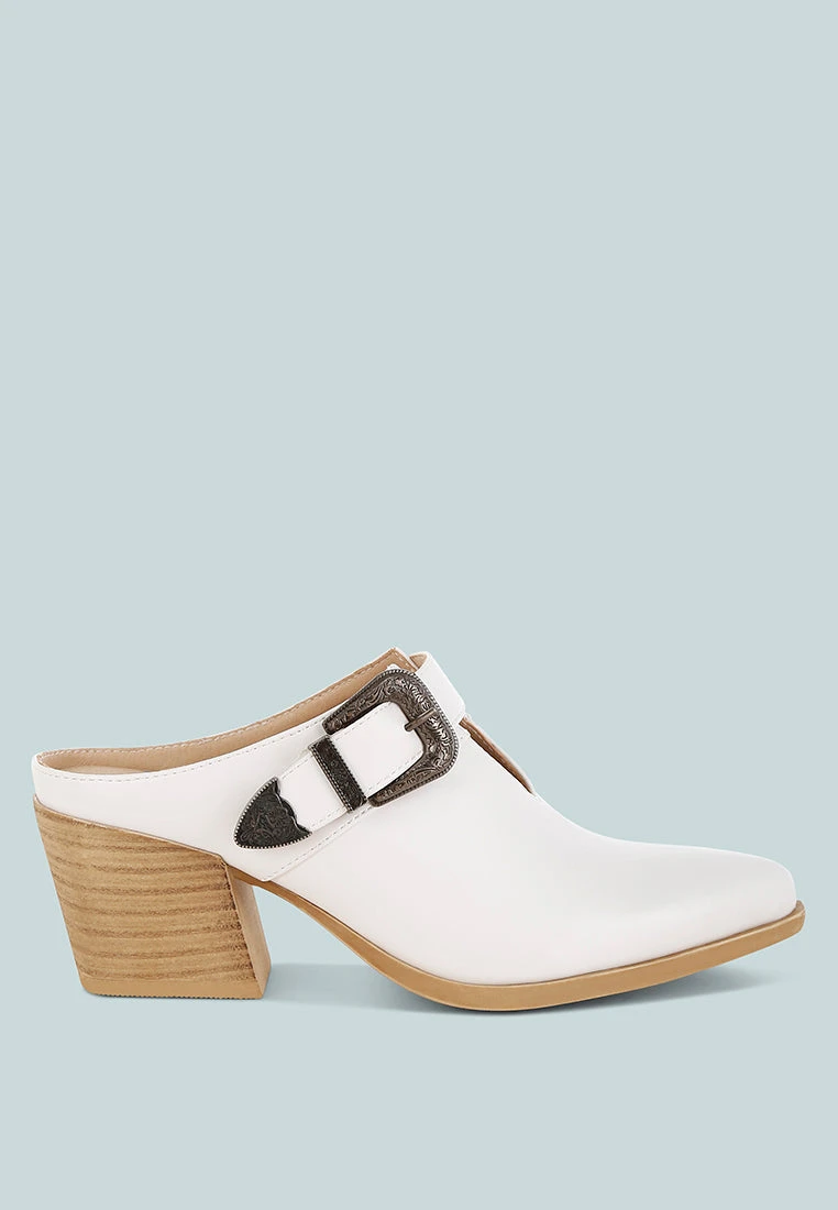 Holler Carved Buckle Statement Mules 2 Holler Carved Buckle Statement Mules