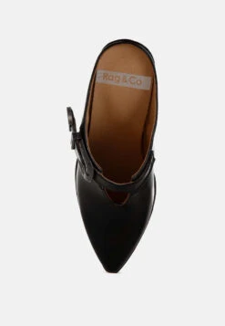 Holler Carved Buckle Statement Mules 40 Holler Carved Buckle Statement Mules -Her Shoe World Holler Carved Buckle Statement Mules RCSH5771 BLACK 4