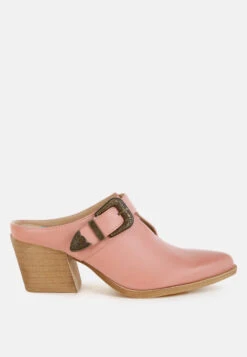 Holler Carved Buckle Statement Mules 27 Holler Carved Buckle Statement Mules -Her Shoe World Holler Carved Buckle Statement Mules RCSH5771 PINK 6