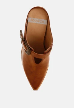 Holler Carved Buckle Statement Mules 36 Holler Carved Buckle Statement Mules -Her Shoe World Holler Carved Buckle Statement Mules RCSH5771 TAN 3