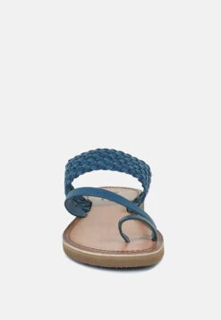 ISIDORA Blue Braided Leather Flat Sandal -Her Shoe World ISIDORABraidedLeatherFlatSandal RCSH2040 blue 10