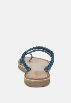 ISIDORA Blue Braided Leather Flat Sandal -Her Shoe World ISIDORABraidedLeatherFlatSandal RCSH2040 blue 5