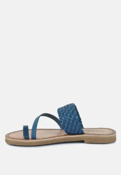 ISIDORA Blue Braided Leather Flat Sandal -Her Shoe World ISIDORABraidedLeatherFlatSandal RCSH2040 blue 7